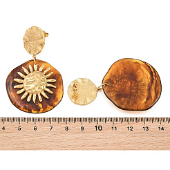 Pendientes colgantes de acero inoxidable 304 y resina para mujer&nbsp;SA-CBA717A-01G-01