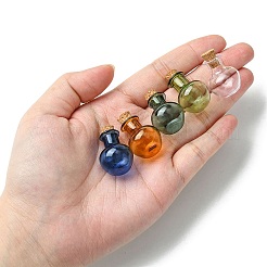 10шт 5 цвета круглые стеклянные пробковые бутылки орнамент GLAA-FS0001-73