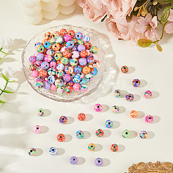 120 шт. бусины из полимерной глины с цветочным узором ручной работы&nbsp;CLAY-PA0001-24C