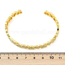 Браслет-манжета со сверкающим сердцем из кубического циркония BJEW-D448-15G-RS