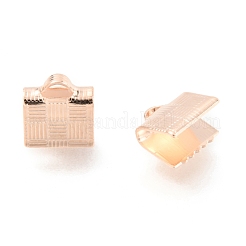 304ステンレススチールリボンカシメエンドパーツ  ローズゴールド  7x7x4.5mm  穴：2x1mm&nbsp;STAS-H151-18RG