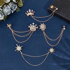 4 шт. 4 стиля брошь в виде короны и звезды со стразами JEWB-OC0001-09