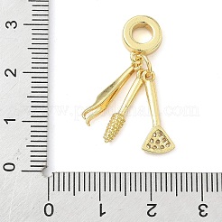 Латунные микро-паве прозрачные кубические цирконии стоматологические европейские подвески-шармы KK-Z120-55G-01