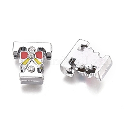 Charms per diapositive con lettera smaltata in lega&nbsp;PALLOY-K241-T
