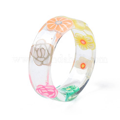 Кольцо на палец из прозрачной смолы с цветком для женщин RJEW-T022-025