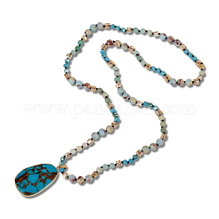 Colliers pendentifs en forme de larme en jaspe impérial synthétique teinté&nbsp;NJEW-WH20816-003