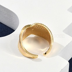 Открытые манжеты из латуни с микропаве и прозрачным цирконием для женщин RJEW-M026-02G-04