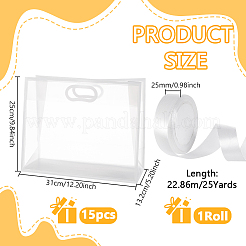 15 шт. прямоугольные матовые прозрачные полипропиленовые пластиковые пакеты для хранения с 1 рулонами полиэстеровой ленты ABAG-UN0001-06B