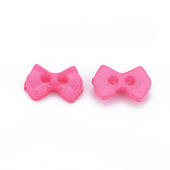 2つ穴プラスチックボタン  蝶結び  ショッキングピンク  6x9x2mm  穴：1.5mm&nbsp;BUTT-N018-028-05