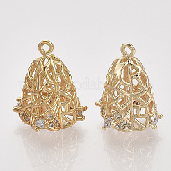 Латунный микро-паве кубический цирконий филигранная бусина ZIRC-S064-024