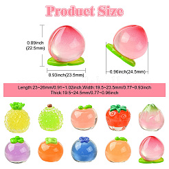 10 шт. 10 стиля фруктовых прозрачных смоляных кабошонов&nbsp;RESI-CJ0004-83