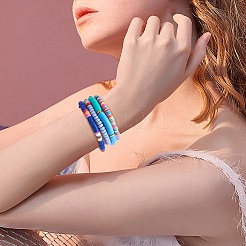 8 шт. 6 стильных браслета из синтетической имперской яшмы и стеклянных бусин стрейч&nbsp;BJEW-SW00086-04