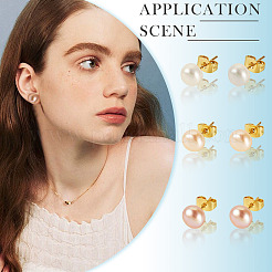 6 шт. серьги-гвоздики из натурального культивированного пресноводного жемчуга 3 цветов EJEW-TAC00026