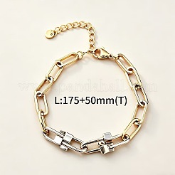 Bracelets à chaîne trombone en acier inoxydable 304 bicolore&nbsp;WGBC220-01