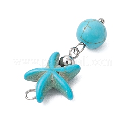 8 шт. 8-х цветные синтетические бирюзовые круглые подвески в виде морской звезды&nbsp;PALLOY-JF04127