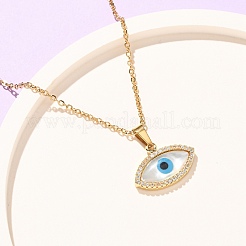 Подвеска в виде конского глаза из латуни с микропаве из прозрачных кубических цирконий и смолы NJEW-F354-01G