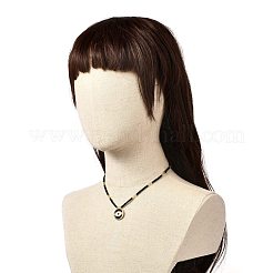 Плоское круглое ожерелье с кулоном из латуни с кубическим цирконием и микропаве NJEW-JN03692-01