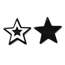 オペークアクリルパーツ  ブラック＆ホワイト  スター  ブラック  30x32x3mm  穴：1.5mm&nbsp;SACR-L003-01