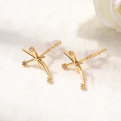 Серьги-гвоздики из латуни с прозрачным фианитом и прозрачным фианитом&nbsp;EJEW-C158-02G