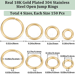 600 шт. 4 стиля соединительных колец из нержавеющей стали 304 STAS-BBC0004-56
