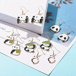 Orecchini pendenti in lega di smalto panda&nbsp;EJEW-JE04773