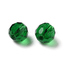 K9ガラス模造オーストリアクリスタルビーズ  多面カット  ラウンド  グリーン  6mm  穴：1mm&nbsp;GLAA-H024-17A-08