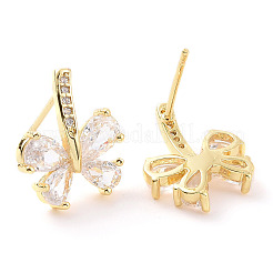 Серьги-гвоздики в виде бабочки из прозрачного кубического циркония&nbsp;EJEW-F298-05G