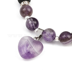 4 шт. браслеты с подвесками в виде сердца из натуральных смешанных драгоценных камней BJEW-JB12402