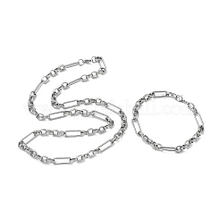 Set aus Büroklammer- und Rolokette sowie Armband aus Edelstahl 304&nbsp;SJEW-D091-02P