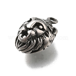 レトロな304ステンレススチールペンダント  動物チャーム  アンティークシルバー  ライオン  14.5x10x8mm  穴：1.6mm&nbsp;STAS-L284-16AS-05