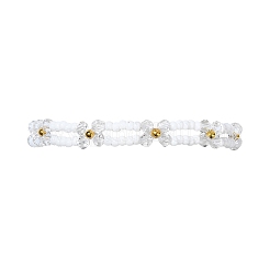 Braccialetti da donna con perline intrecciate regolabili con fiori di vetro intrecciato&nbsp;BJEW-MZ00100-03