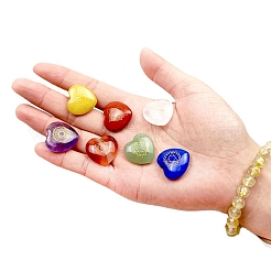 Ensemble de pierres de cœur chakra naturel 7 pièce&nbsp;PW-WGA6C7E-01