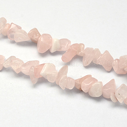 Natural de cuarzo rosa de piedra hebras de abalorios, chip, 8~18x6~12x3~7mm, agujero: 1 mm, aproximamente 160 PC / hilos, 34.6 pulgada