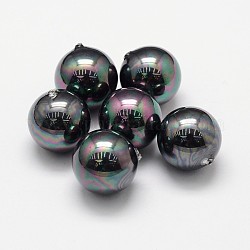 Perles nacrées en coquilles, Grade a, ronde, la moitié foré, noir, 10mm, Trou: 1.2mm