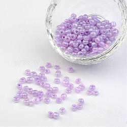 Perles de bricolage 6/0 ceyl rocailles rondes en verre, Prune, taille: environ 4mm de diamètre, Trou: 1.5 mm, environ 495 pcs/50 g