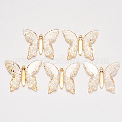 Ciondoli arilico trasparente, con fondo placcato, farfalla, bianco antico, 34x39x5.5mm, Foro: 1.2 mm