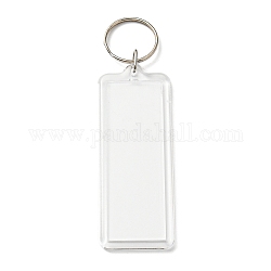 Porte-clés photo en acrylique, avec porte-clés fendus, rectangle, platine, clair, 100 cm, rectangle: 68x29x6 mm