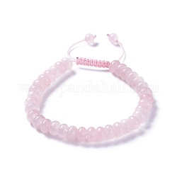 Bracelets réglables en quartz tressé de quartz rose naturel, avec cordon en nylon, 2 pouce ~ 2-1/2 pouces (5.2~6.6 cm)