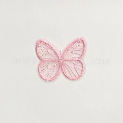 Schmetterling, computergesteuerte Stickerei, Organza, zum Aufnähen von Ornament-Accessoires, Applikationen, rosa, 40~50 mm
