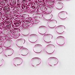 Алюминиевая проволока открыты кольца прыжок, ярко-розовый, 20 датчик, 6x0.8 мм, внутренний диаметр: 5 мм, Около 2150 шт / 50 г