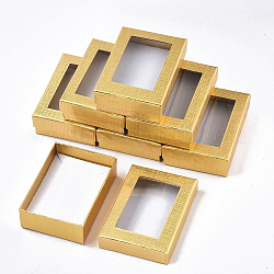 Día de San Valentín del rectángulo presenta paquetes de cajas de cartón conjunto de joyas, para collares, pendientes y anillos, oro, 9x6.5x2.8 cm