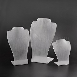 Vetro organico busti di visualizzazione collana set, bianco, 16.3~29x11.5~17.5x6~10cm