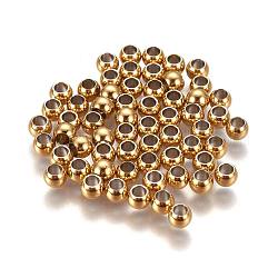 Intercalaire perles en 304 acier inoxydable, ronde, or, 4x3mm, Trou: 2mm