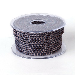 Cordón trenzado de cuero, cable de la joya de cuero, material de toma de diy joyas, azul de Prusia, 5mm, alrededor de 21.87 yarda (20 m) / rollo