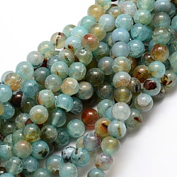 Gefärbt natürliche Achat runde Perlen Stränge, Wasser, 10 mm, Bohrung: 1 mm, ca. 38 Stk. / Strang, 14.5 Zoll