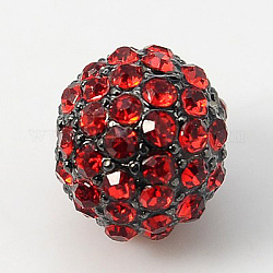 Alloy Rhinestone Beads, Grade A, Round, Gunmetal, Light Siam, 10mm, Hole: 2mm
