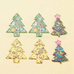 6 pièces 3 styles de pendentifs en acrylique imprimés double face sur le thème de noël, pour le charme de l'arbre de Noël, couleur mixte, 49~51x42x2mm, Trou: 1.2~1.6 mm, 2 pièces / style