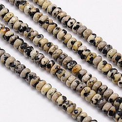 Chapelets de perles en jaspe de dalmation naturelle, facette, rondelle, colorées, 4x2.5mm, Trou: 0.5mm