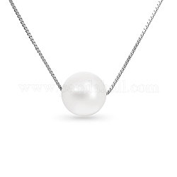 Простой дизайн 925 ожерелье из стерлингового серебра, с оболочкой кулон жемчуга, серебряные, 15.75 дюйм (40 см)