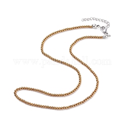 Round Glass Beaded Necklace for Women, Golden, 15.16 inch(38.5cm)